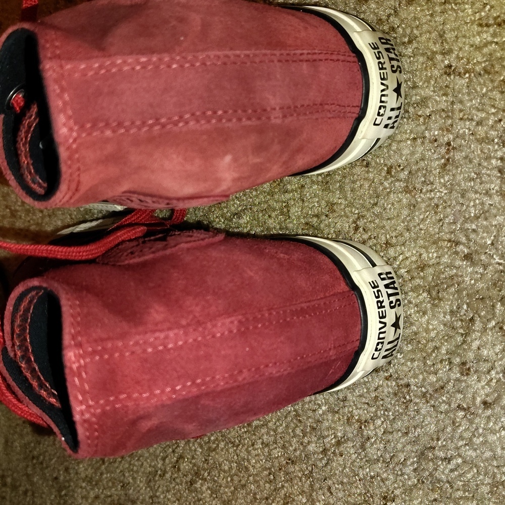 Converse Womens Burgundy Dahlia Red Suede Lux Hidden Wedge Sneaker Sz 8 - Picture 5 of 9